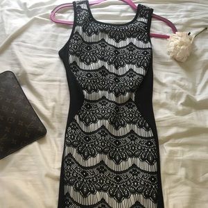 Black and white lace bodycon dress
